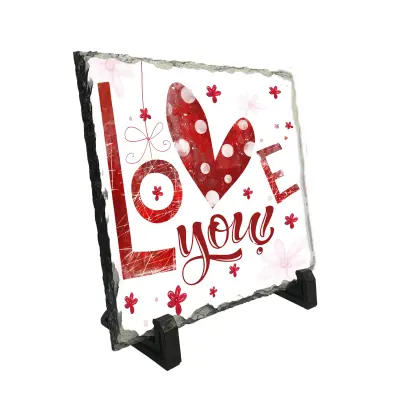 Love you, piatra ardezie personalizata, cu mesaj model, pa082